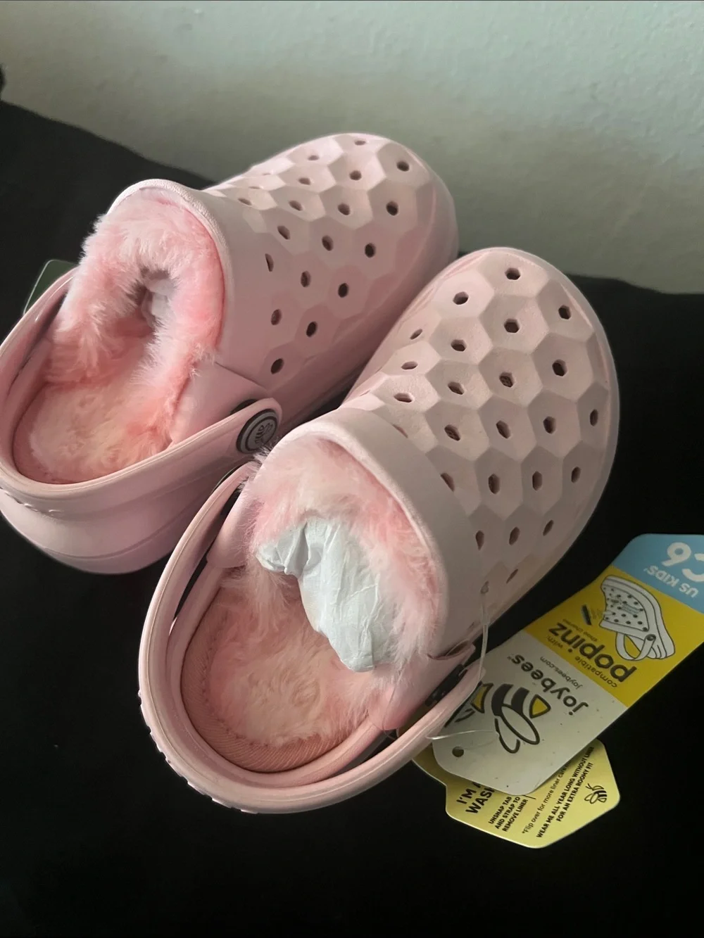 Joybees Kids Pink Fuzzy Clog Slip-On Shoes